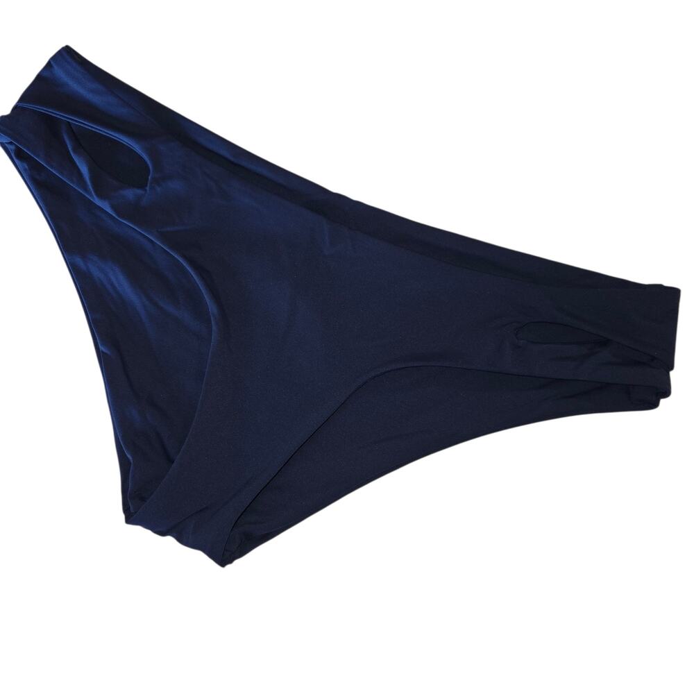 Becca Side Detail Hipster Bikini Bottom Sz Medium Navy